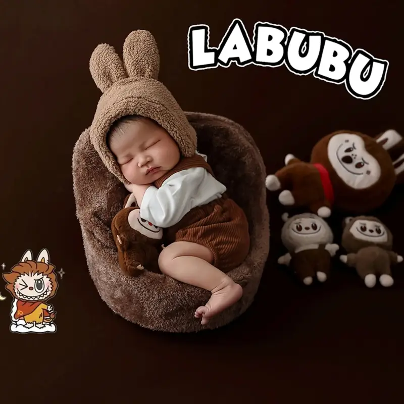Labubu Brown Theme Set - Newborn Photography Props - Image 5